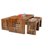 Handmade Solid Wood Furniture UK – Zig Zag Set Of 5 Center Table (Manchester, Leeds & Birmingham)