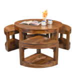 Handmade Solid Wood Furniture UK – RIO Wooden Round Coffee Set of 5 (Manchester, Leeds & Birmingham)