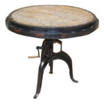 Handmade Solid Wood Furniture UK – Iron Crank Table With Iron Ring Wooden Top (Manchester, Leeds & Birmingham)