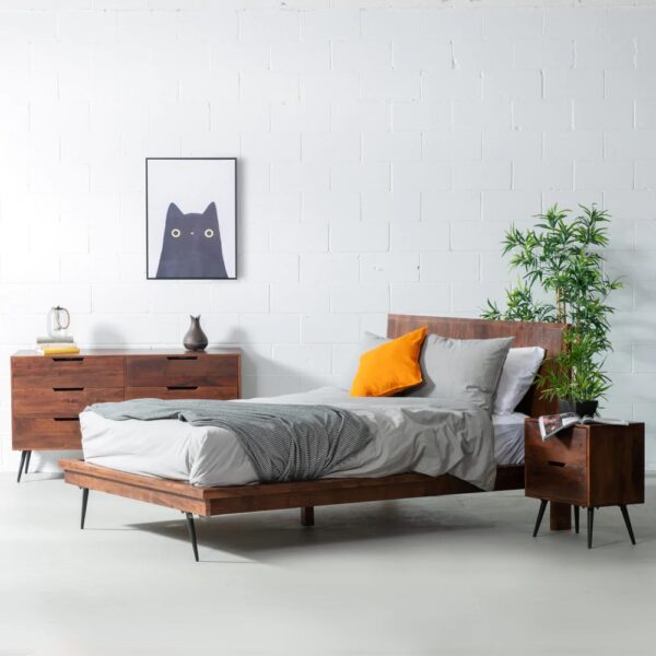 Minsk Acacia Queen Bed Natural Living Wooden Furniture Pune Bangalore Jodhpur